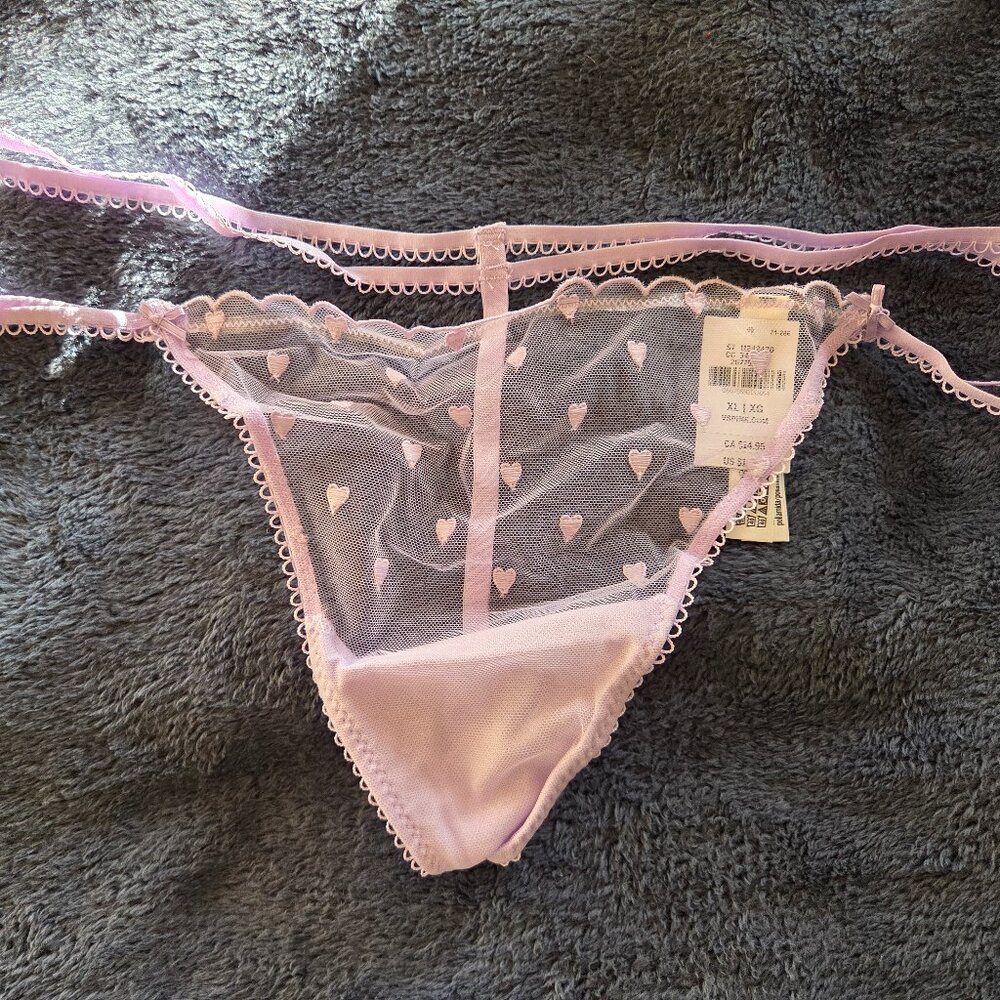 Victoria's Secret Pink! Light purple Wink double strap mesh V-string Panties XL